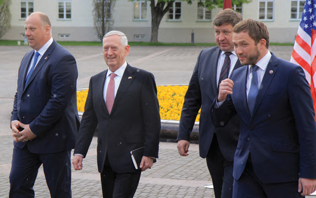 U.S. Defense Secretary James Mattis and the defense ministers of the Baltic States, where NATO is deploying battle groups for the first time, held talks. AFP PHOTO / PETRAS MALUKAS